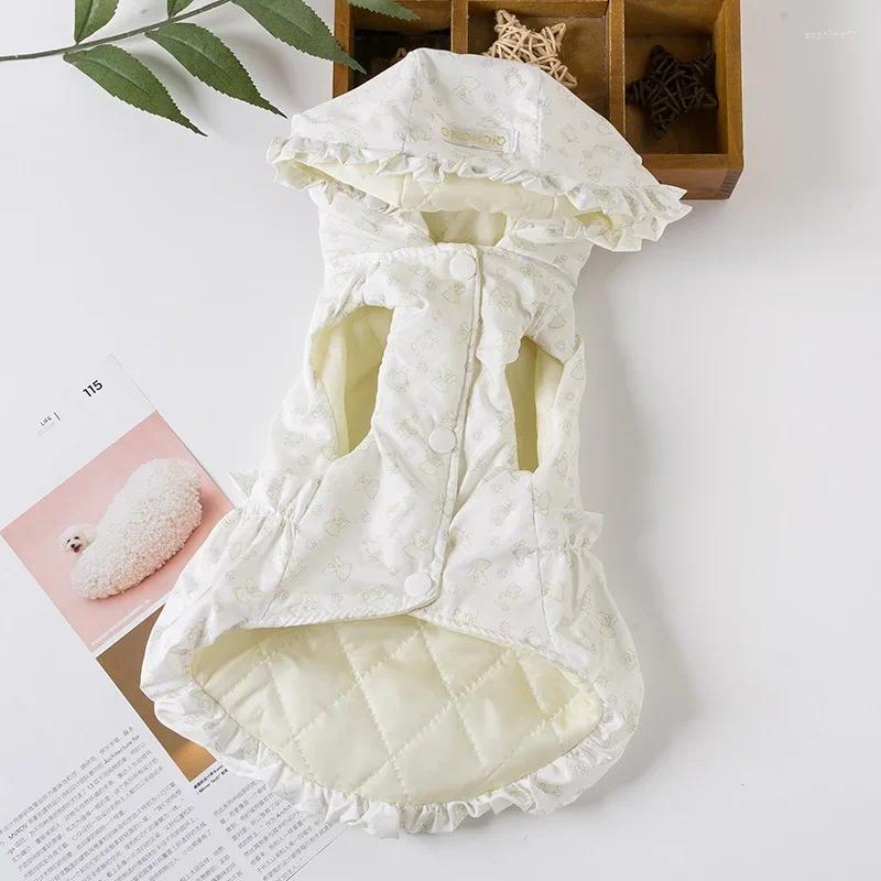 Update Dog Apparel Pet Warm Princess Dress Autumn Winter Medium Small Cotton Clothes Sweet Hoodie Cute Coat Kitten Puppy Fashion Skirt Poodle