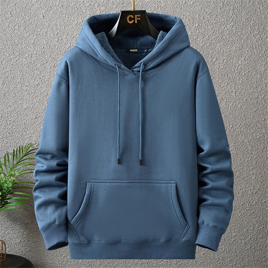 Solid Color Hoodies Men 12XL 10XL Plus Size Hoodies Autumn Winter Thick Fleece Hoodie Male Big Size 12XL Hooded Pullover Black 241104