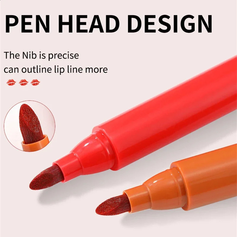 Lipstick Lips Dye Marker Pen Long-lasting Hydrating Waterproof Matte Lip Gloss Lipliner Contour Non-stick Cup Lipsticks Cosmetic 241105