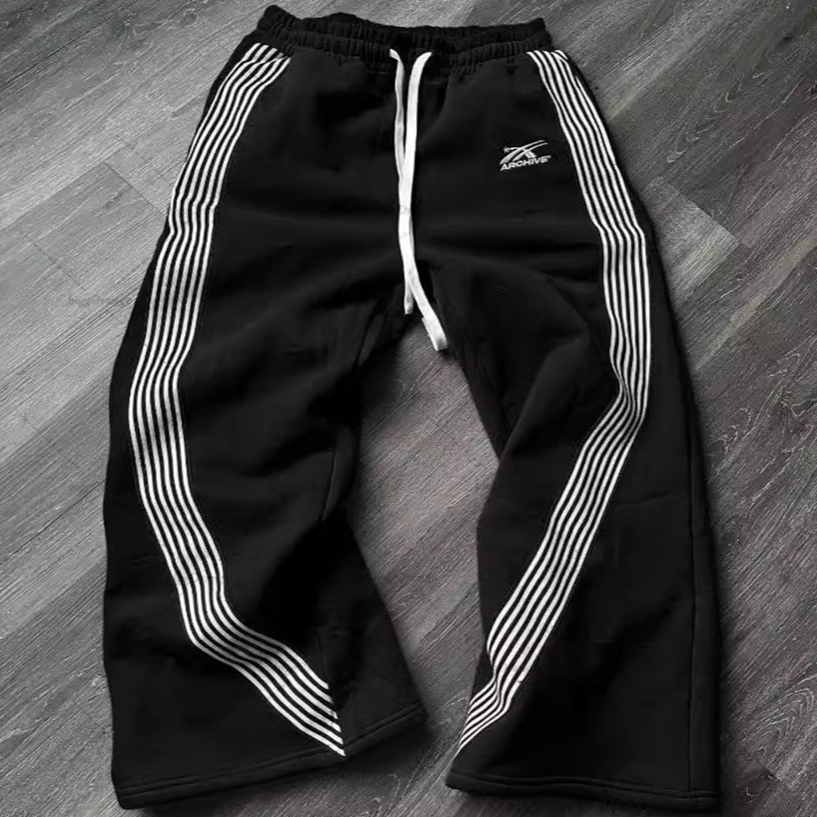 Men's Pants American Retro Sweatpants Side Stripes Contrasting Color Stitching Straight-leg Loose Hip-hop Casual Versatile Trousers Z260315