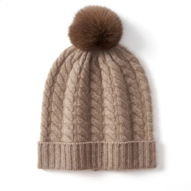 Womens Cashmere Hat Spring And Autumn HighGrade Knitted Bun Head Twist Serve Thickened Warm Ear Protection 241105