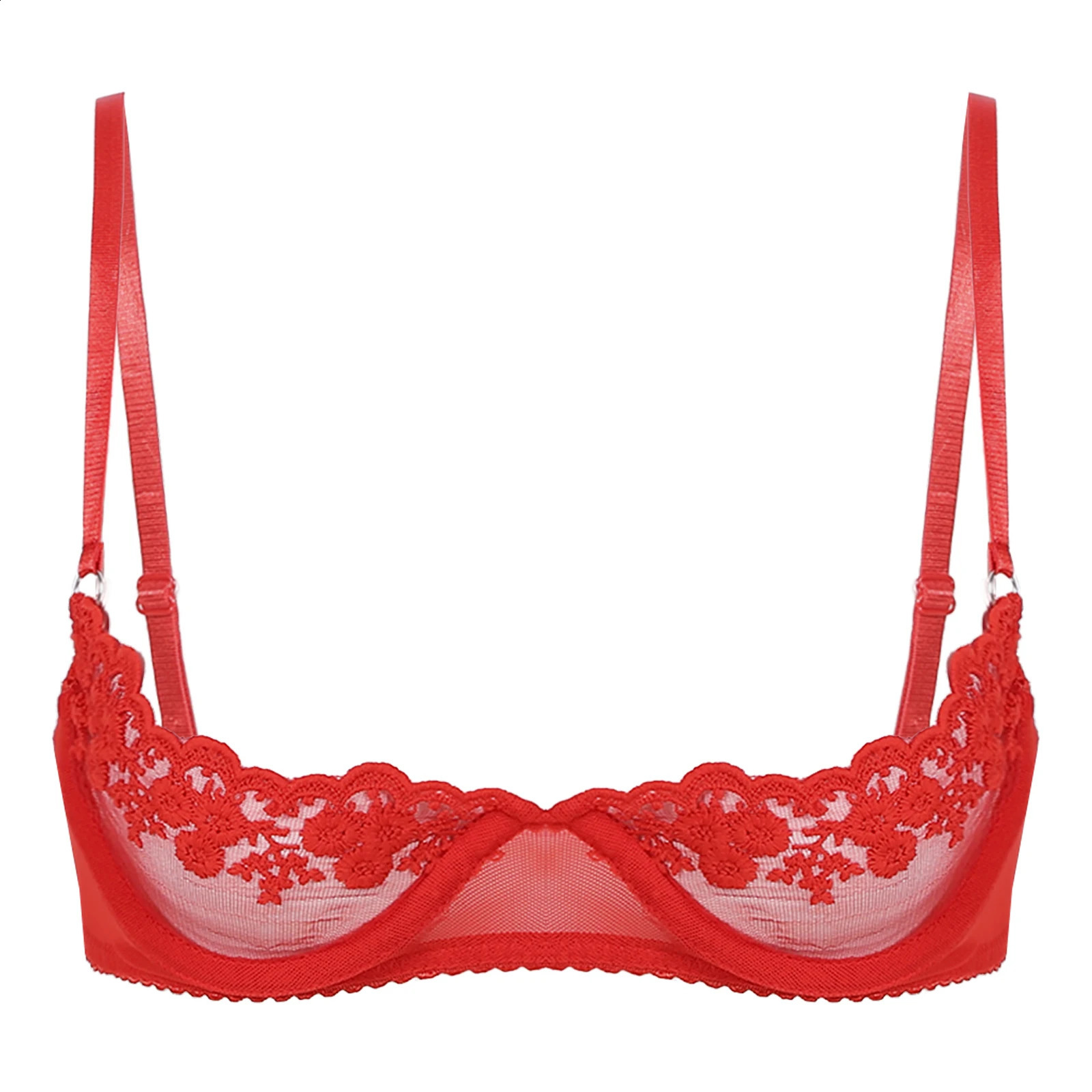 Ultrathin Bra Brassiere Sexy Underwear Plus Size Half Cup Transparent Underwired Women Lingerie White Lace Bras Hollow out 241105
