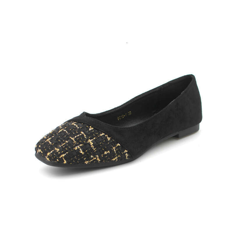 2023 Spring New Korean Edition Versatile Square Head Shallow Mouth Small Fragrant Style Flat Comfortable Soft Bottom Bean Single Women's Shoes
