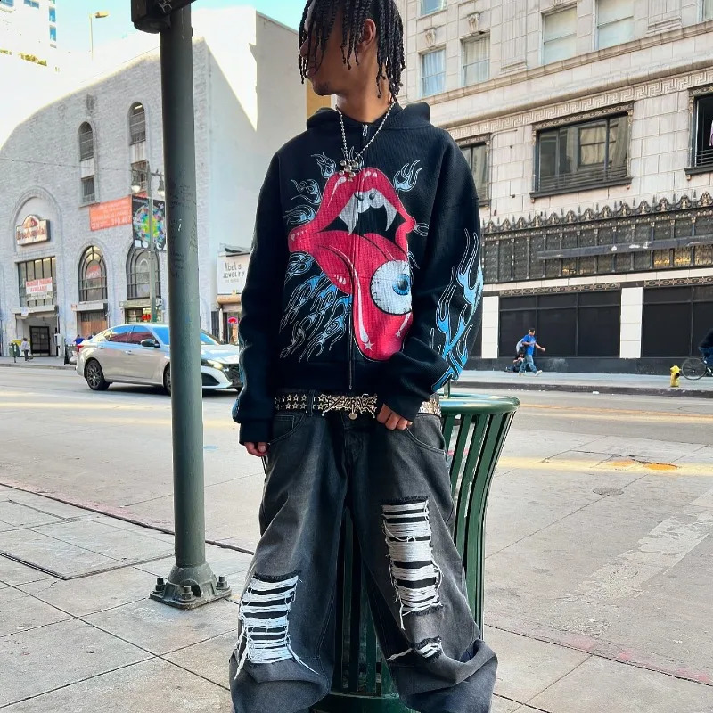 Y2K Hoodie American Hip Hop Fashion Alphabet Vintage Loose Hooded Long Sleeve Sports Hoodie Men and Women Street Wear 241105