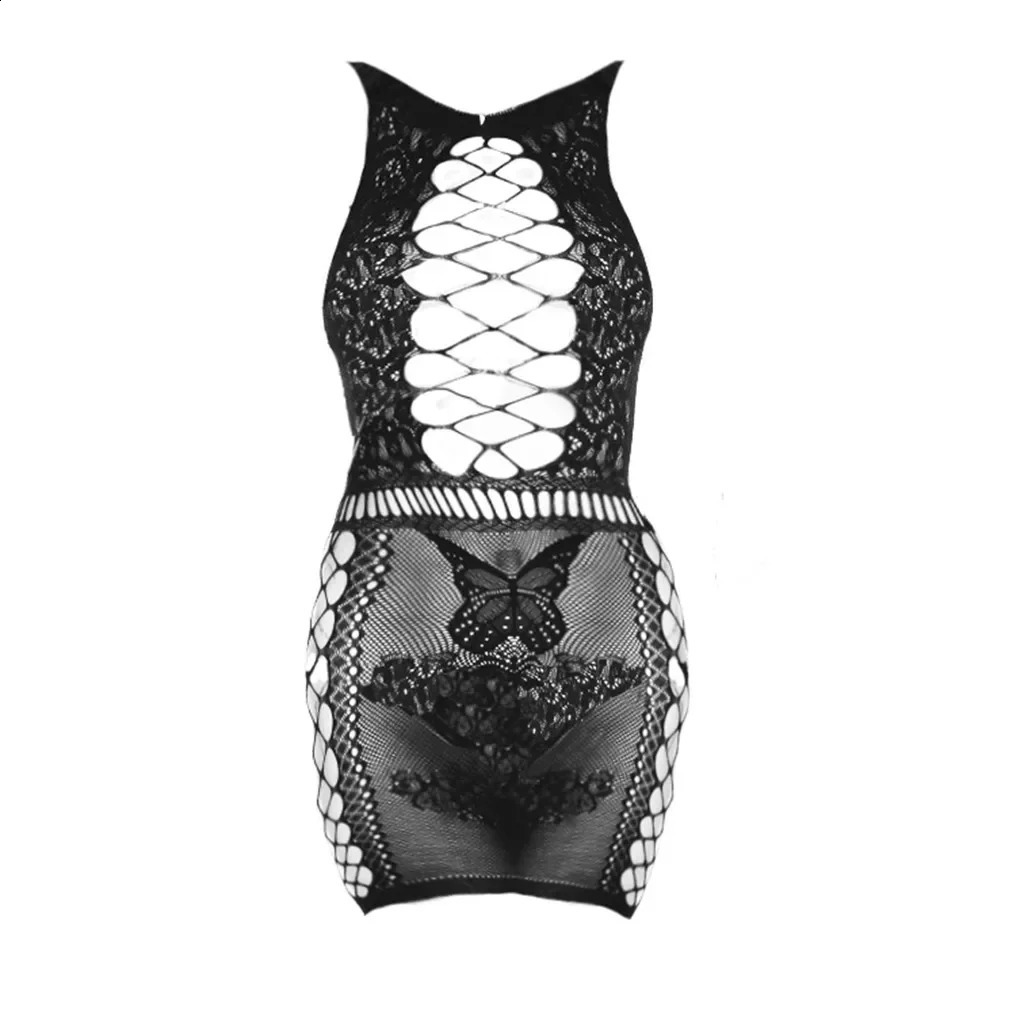 Fishnet Underwear Sexy Lingerie Elasticity Babydoll Women Sex Costumes For Mesh Baby Doll Nightdress Erotic 241105