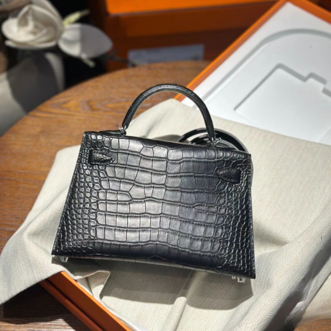 All handmade tote brand designer shoulder bag with imported fog-topped Nile crocodile skin French beeswax line 24K gold plated hardware mini crossbody bag