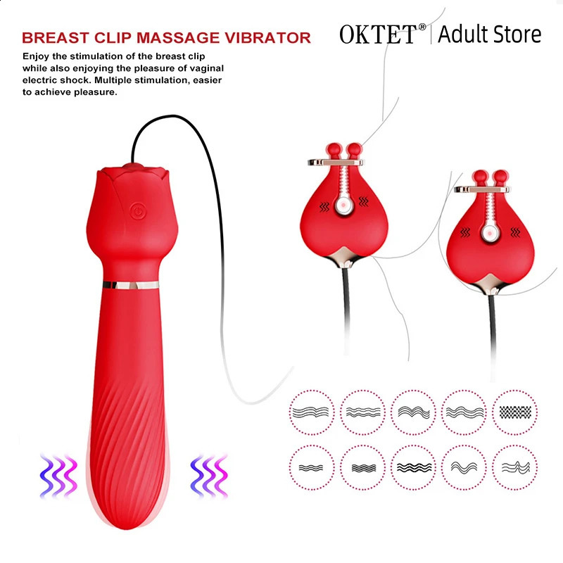 Electric Nipple Clamp Breast Massage Vibrator 10 Modes AV Adult Stimulator Sex Toys For Women Couples Female 241105