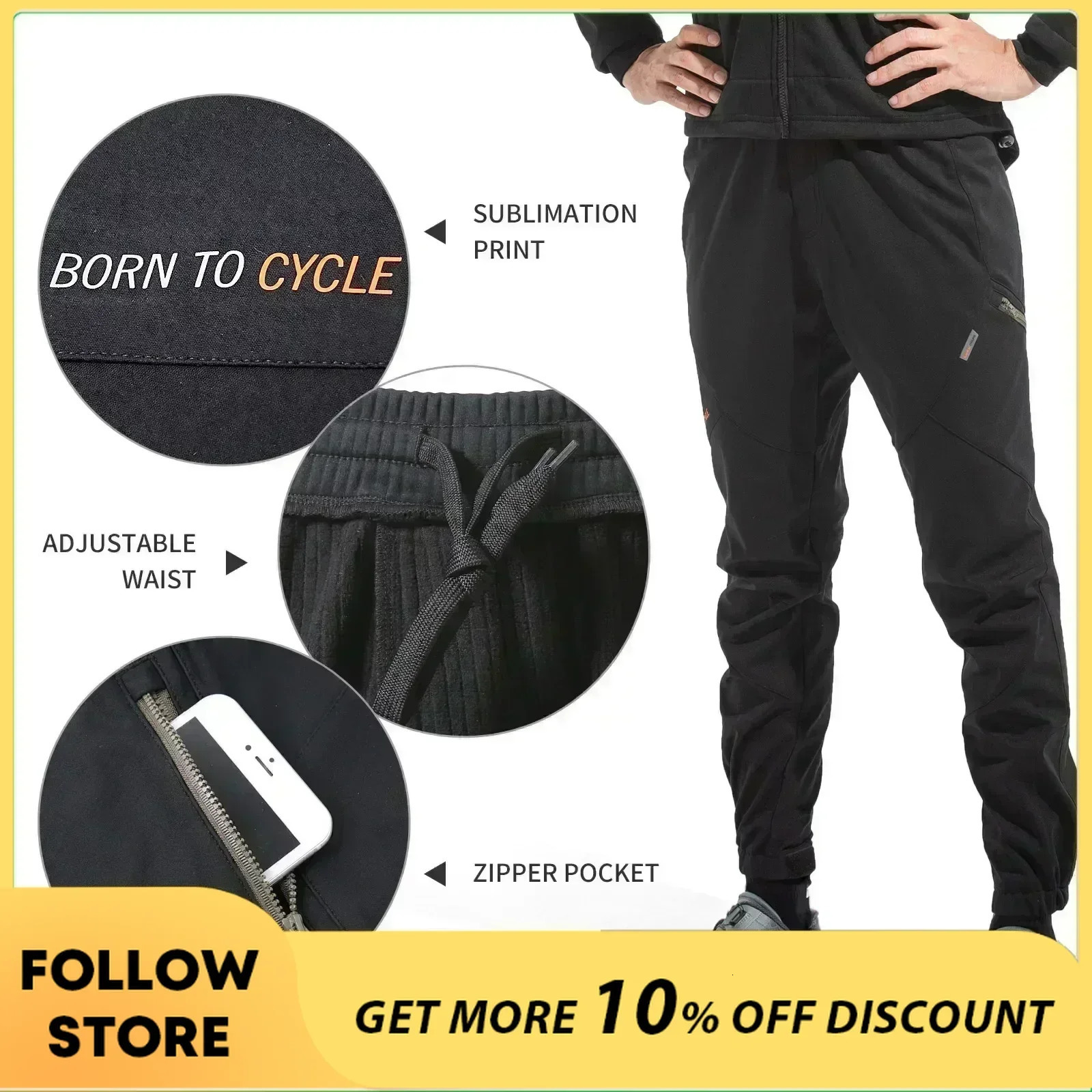 Santic Winter Cycling Pants Men Warm Windproof Road Bicycle Trousers Adjust Waist Cycling Pant Reflective No Padded Gym Clothing 241104