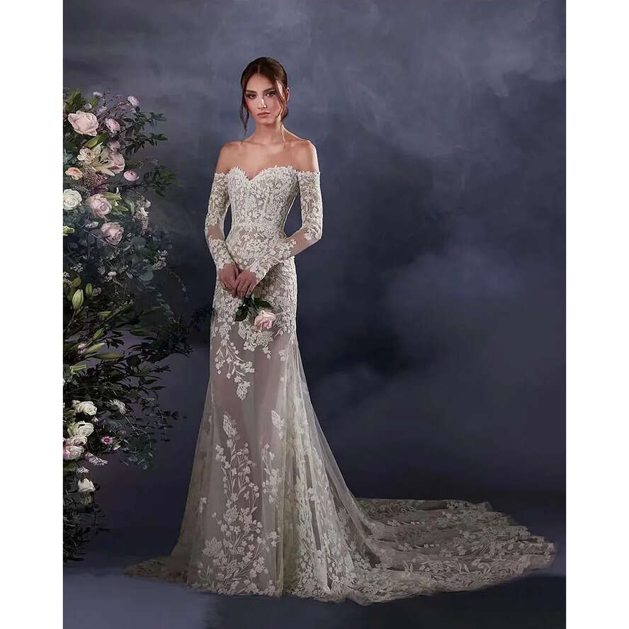 Wedding Dress Newest Mermaid For Bride In With Long Sleeves Sweetheart Necke Custom Made Plus Sizes Vestidos De Novias
