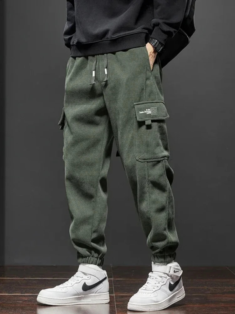 Spring Autumn Style Elastic Waist Casual Pants for Men Stretch Straight Drawstring Harem Jogging Sports Long Male 241105