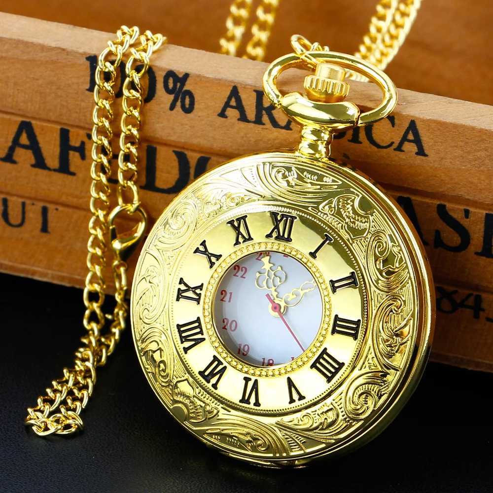 Luxury Gold Vintage Quartz Pocket Watch Womens and Mens Jewelry Pendant Accessories reloj bolsillo digitalX241104
