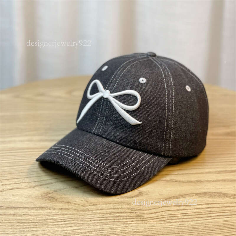 Butterfly designer bow denim baseball cap versatile visor wide brim for women girls sweet Christmas gift