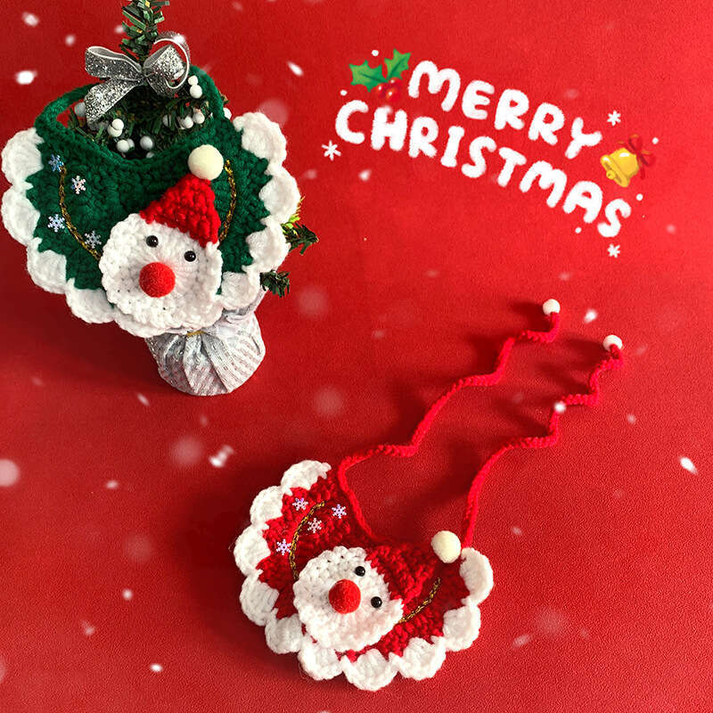 Cotton Knit Pet Holiday Set - Christmas Style Woolen Cat & Dog Scarves with Cute Hats