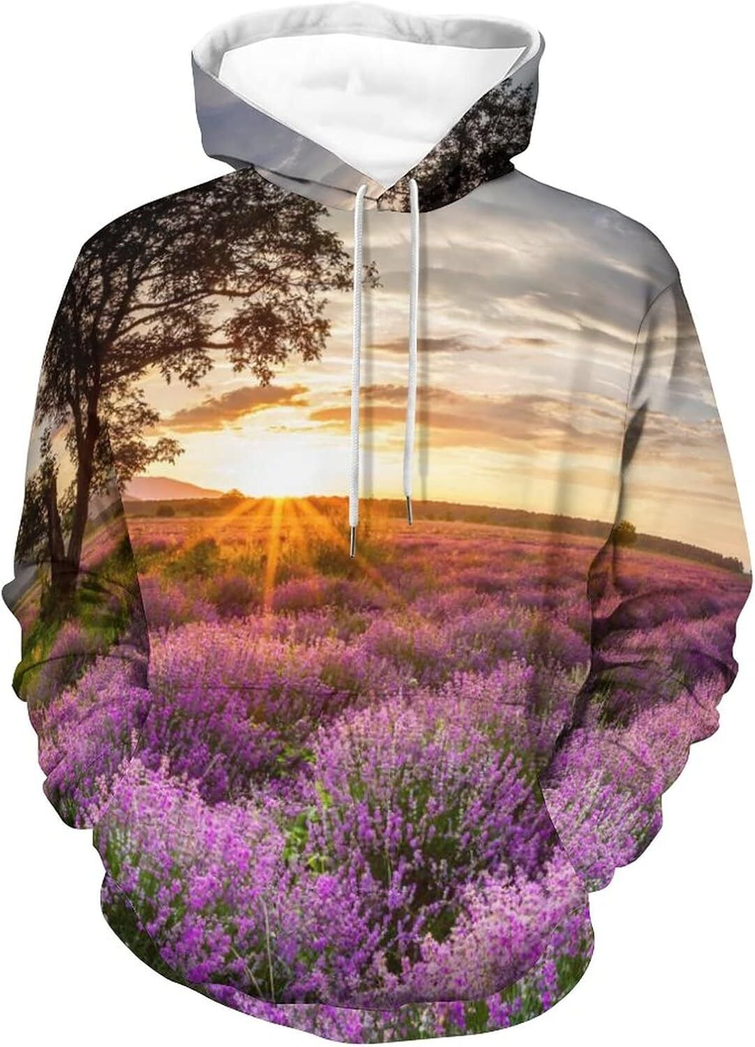 Hoodie for Mens Womens Vast Lavender Field at Sunrise Unisex Hoodies 3D Printed Pullover Hooded Sweatshirt Casual Tops Graphic fashion