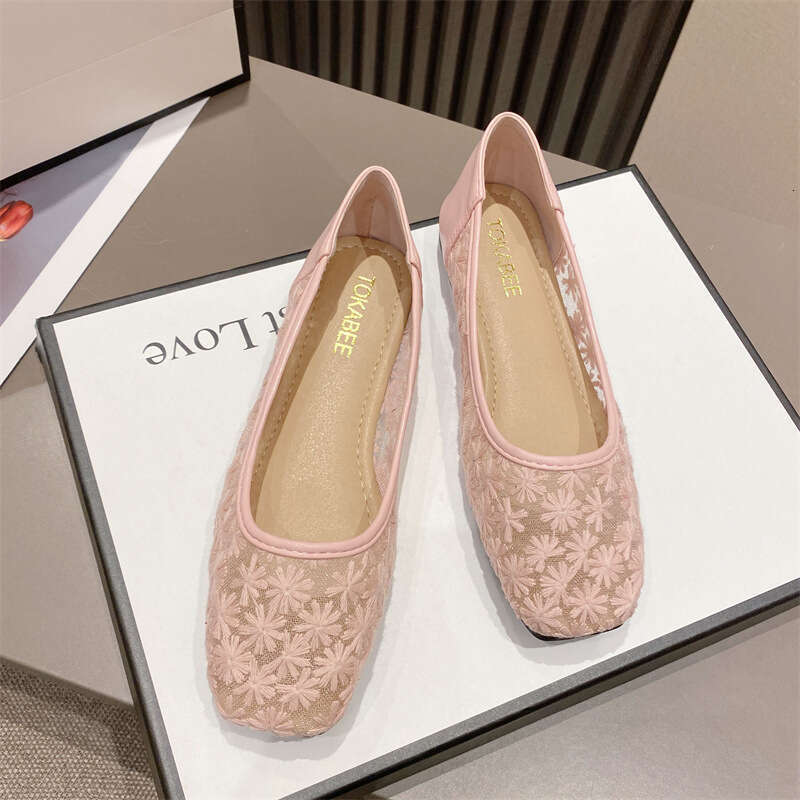 Casual Bean For Women 2023 Summer New Style Korean Edition Breathable Single Shallow Mouth Internet Celebrity Flat Bottom Simple Scoop Shoes