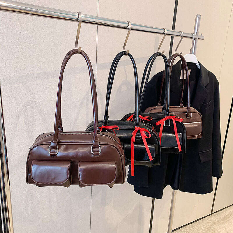 Designer Bag LEFTSIDE Small PU Leather Double Pockets Design Shoulder Bags For Women 2024 Female Underarm Bag Lady Handbags And Purses