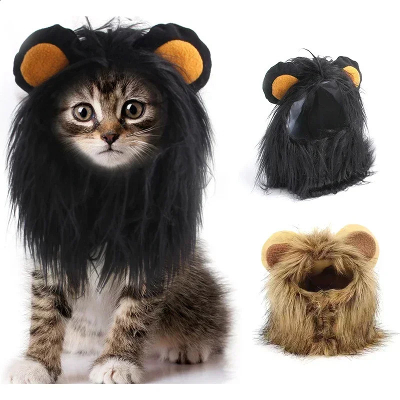 Cat Cosplay Dress Up Pet Hat Lion Mane for Cat Puppy Lion Wig Costume Party Decoration Halloween Christmas GatosPet Supplies 241212