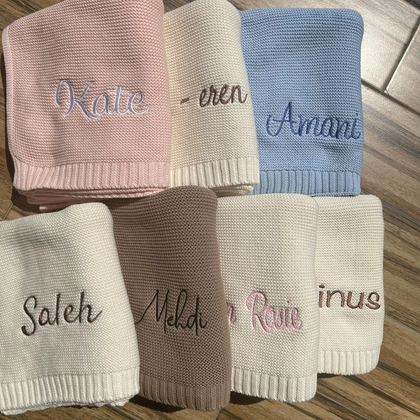 personalized embroidery name handcart blanket born baby gift soft breathable cotton knit baby shower gift 241105