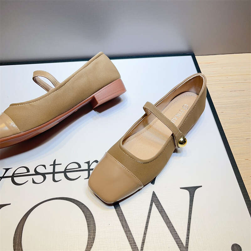 French Style Small Fragrance Temperament Single Shoe Women's Korean Version Shallow Mouth Square Toe Commuting Low Heel Mary Jane With Skirt Even