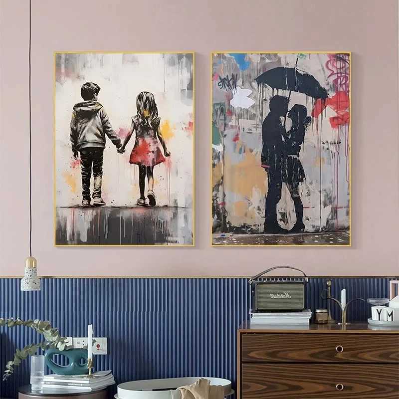 Banksy Graffiti Boy Girl with Balloon on Canvas Posters Prints Street Wall Art Painting for Living Room Home Decor CuadrosXJ241104