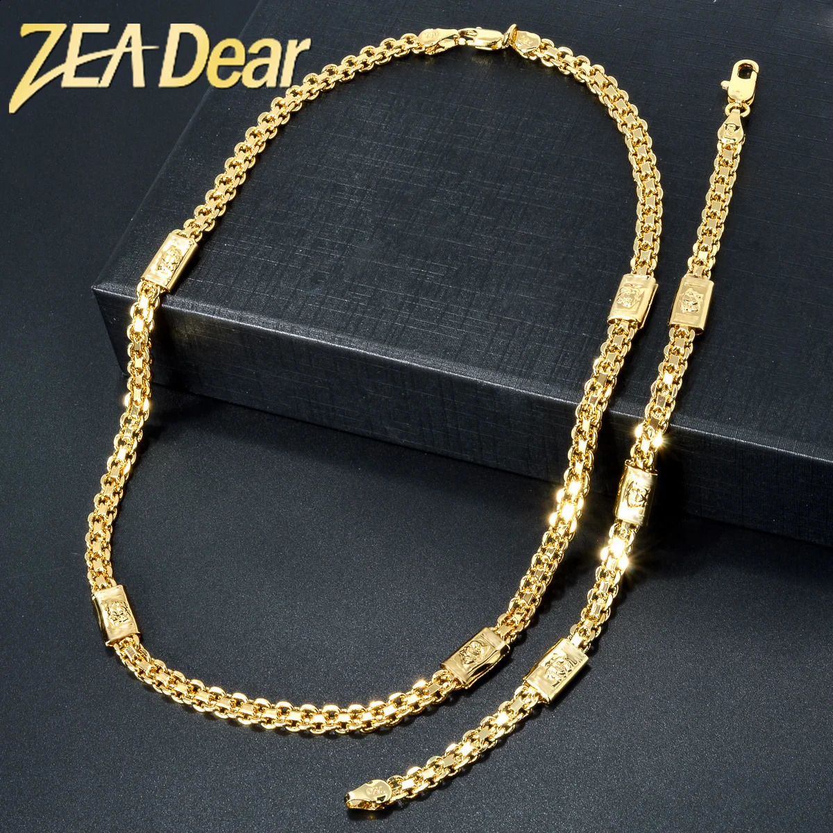 ZEADear Jewelry Sets Dubai 18K Gold Plated Link Chain Hip Hop Style Men Choker Necklace And Bracelets Trendy Party Gift 241105