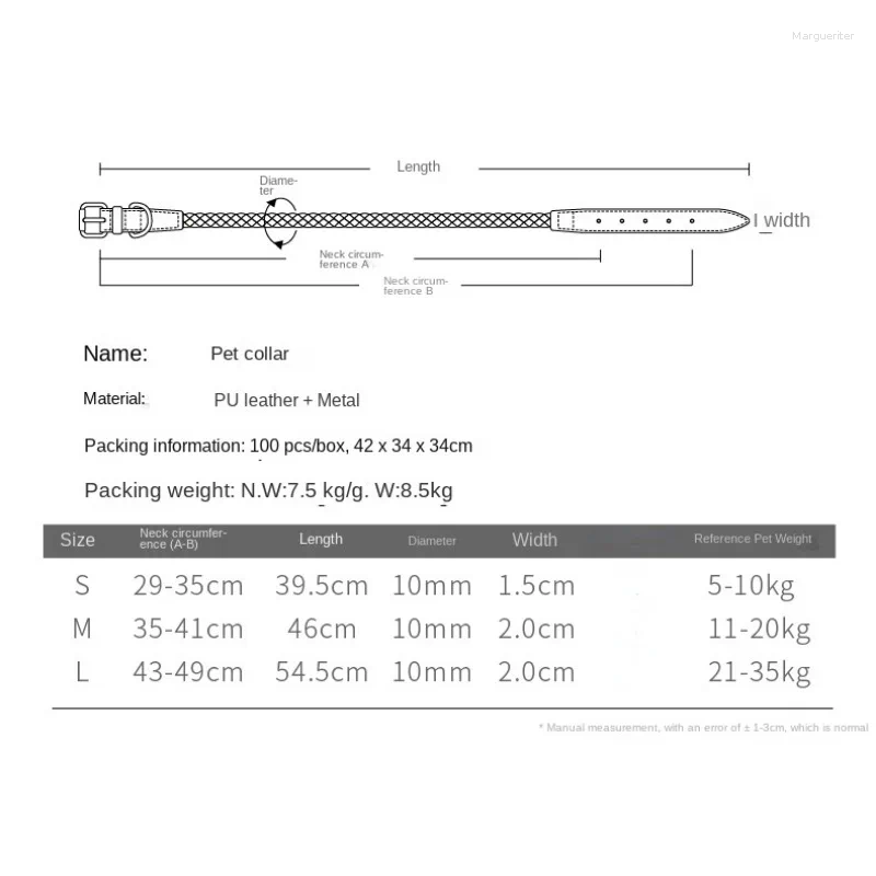 Dog Collars Woven Leather Hand Holding Rope Pet Collar Leash Suit Small And Medium-Sized Dogs Puppy Supplies Accessories