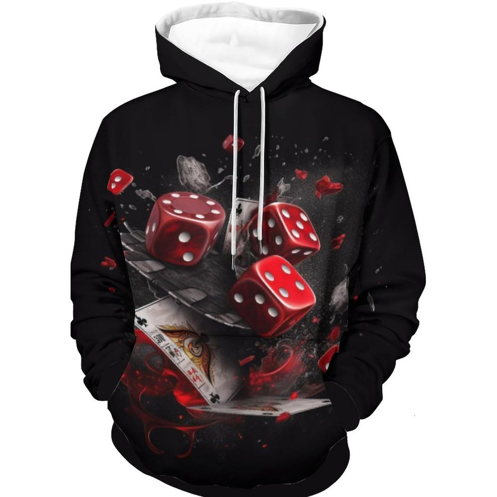 Hoodie for Mens Womens Mens Novelty Dices Hoodies Pullover Athletic Hoodies Sweatshirts Casual Pocket Tops Long Sleeve Graphic Fashionable, cool, and 