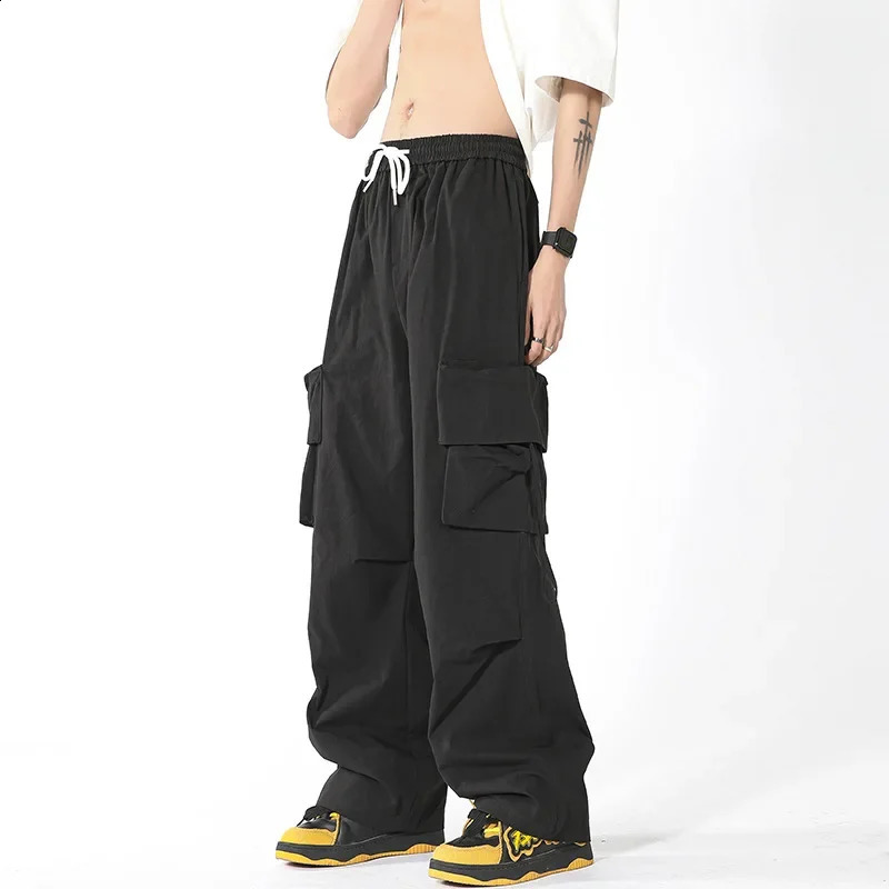 Oversize American Style LooseFit WideLeg Red Cargo Pants For Men And Women Trendy Street Dance That Drag 241105