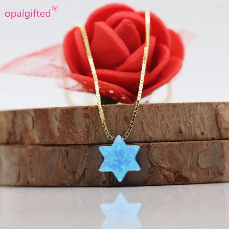Pendants (1pc/lot)925 Sterling Silver White/Blue Fire Opal David Star Necklaces Stars For Women Wedding Jewelry Birthday Gifts
