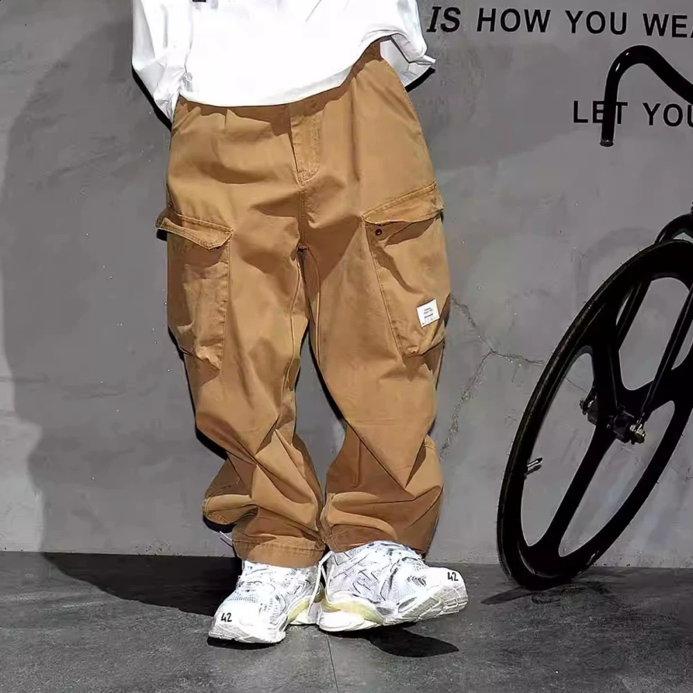 High quality Japanese street clothing luggage mens cargo pants plus size hip-hop harem pants Harajuku casual straight leg Trousers 241105