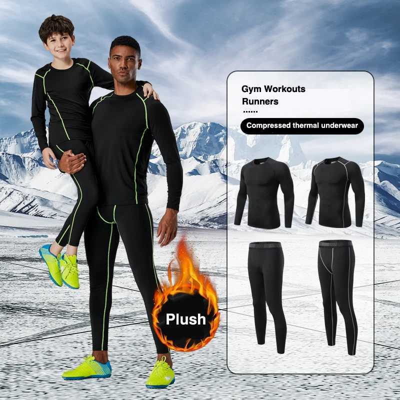 New Turtleneck Thermal Underwear Sets Men Fleece Sweater Blouse Long Sleeve Thermal Underwear Suit Winter Compression t-Shirt LX241104