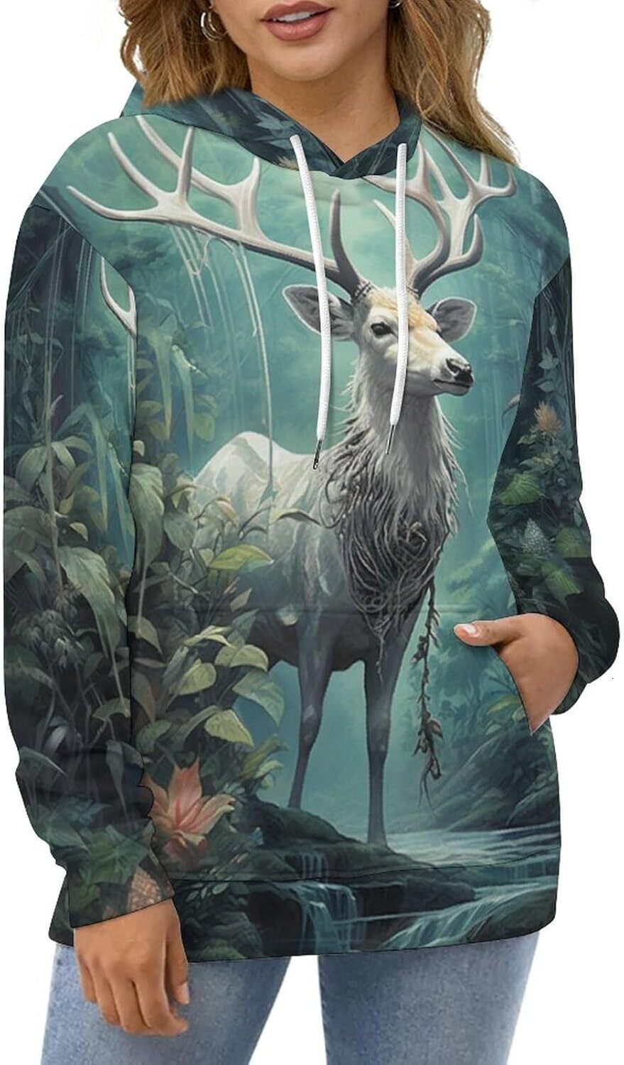 Hoodie for Mens Womens Men Womens Novelty Hoodie 3D Printed Deer Pullover Hooded Sweatshirts Casual Tops Graphic Hoodies sweatshirt Fashionable, cool,