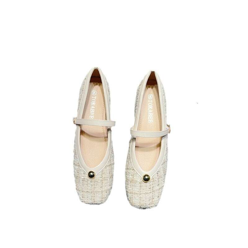 French Style Dress Evening Korean Version Spring Summer New With A Button And Thick Low Heel Soft Sole Women's Single Shoes