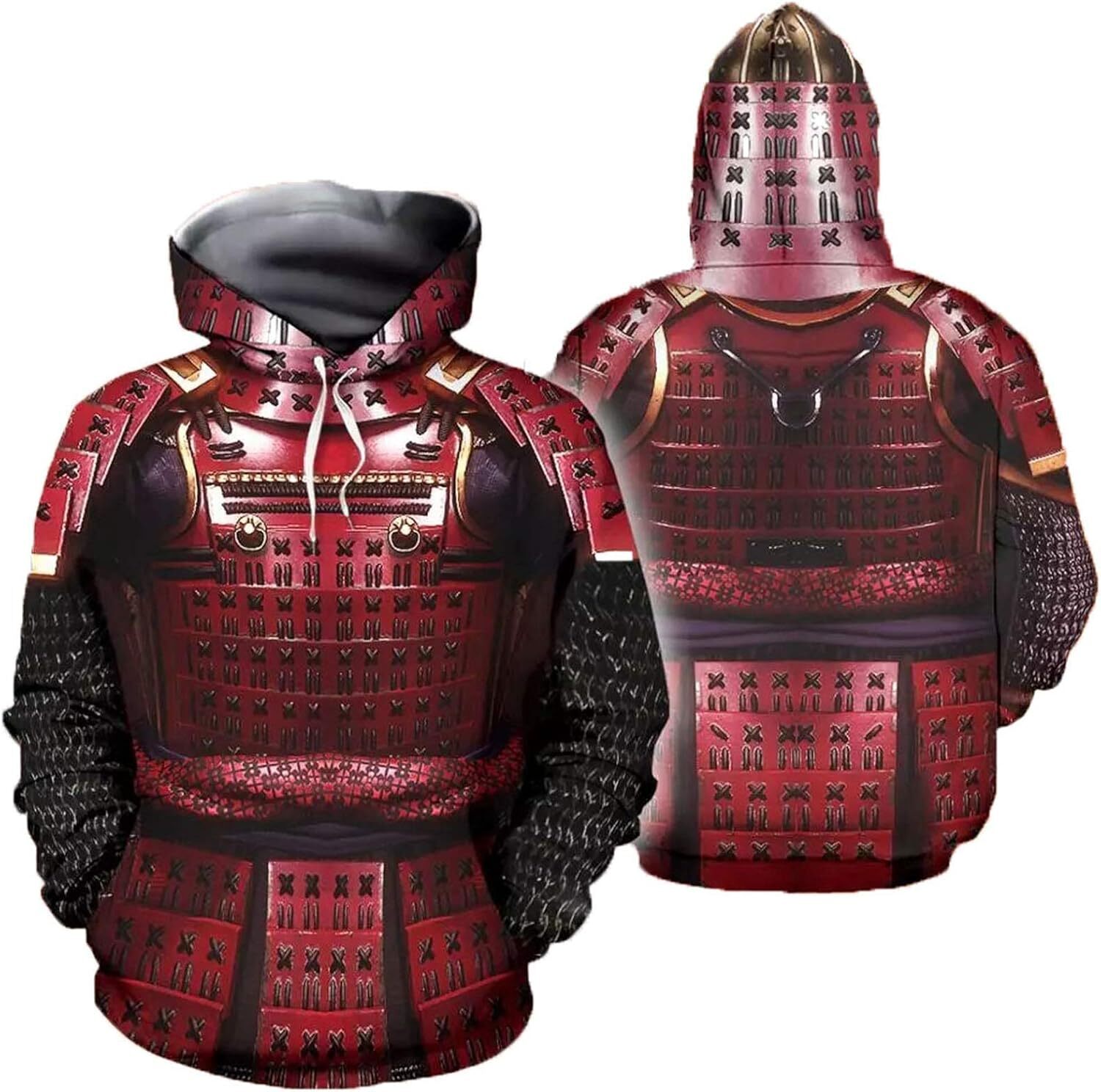 Hoodie for Mens Womens Samurai Hoodie Mens Armor Sweatshirt Japan Warrior Pullover 3D Print Retro Bushido Costume Graphic Fashionable and cool