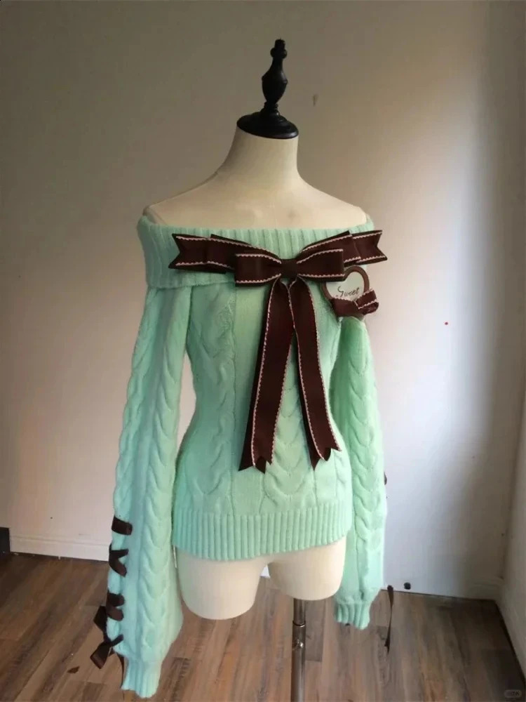 Autumn and winter sweet shoulder knitted sweater Y2k E-girls ultra-thin fit jumper casual long sleeved Korean fashion zipper 241105