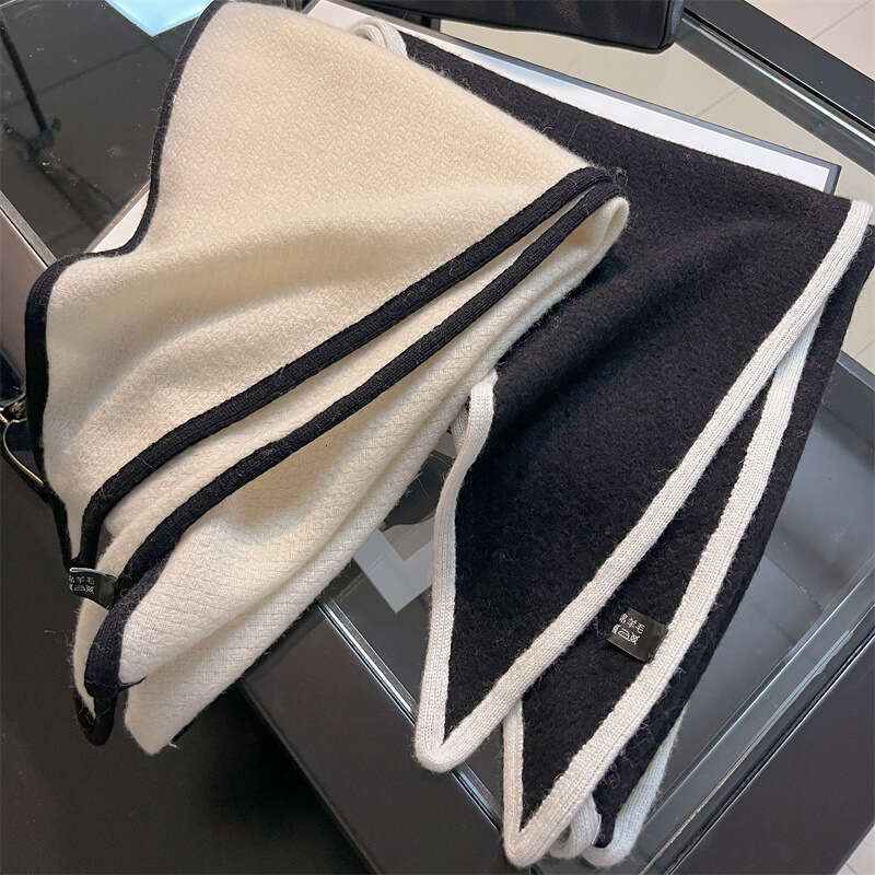 100% wool shawl autumn and winter knitted women's multi series method neck protection triangle scarf knotted camisole