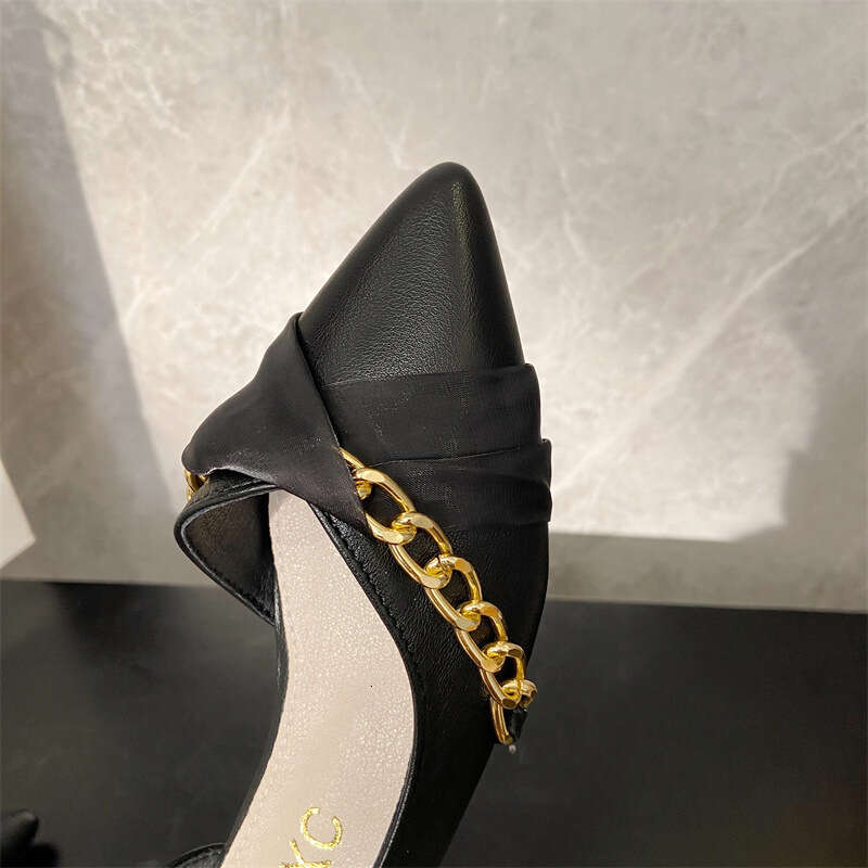 Spring Summer New Shallow Mouth Pointed Flat Bottom Side Empty Soft Leather Scoop Fairy Style Gentle Temperament Paired With Skirts And Single Shoes