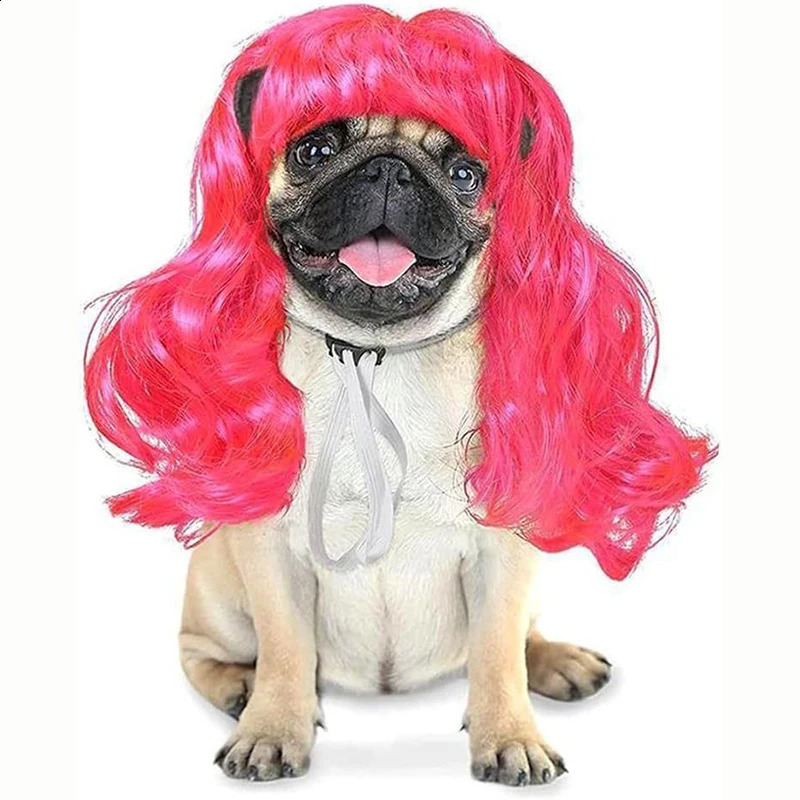 Halloowen Pet Wigs Cosplay Props Dog Cat Cross-Dressing Hair Set Hat Costumes Head Accessories Christmas Prank Costumes DIY 241212