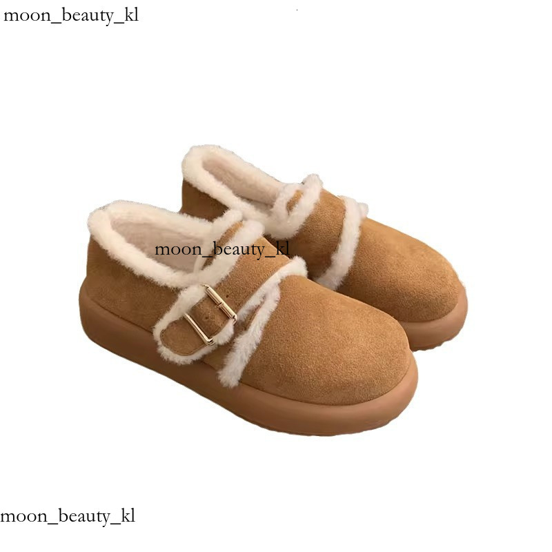 Matte Leather Thick Soled Brown Velvet Boken Shoes, Autumn And Winter Snow Shoes, Snow Boots, Cotton Shoes For Women, Wearing Fur Shoes On The Outside