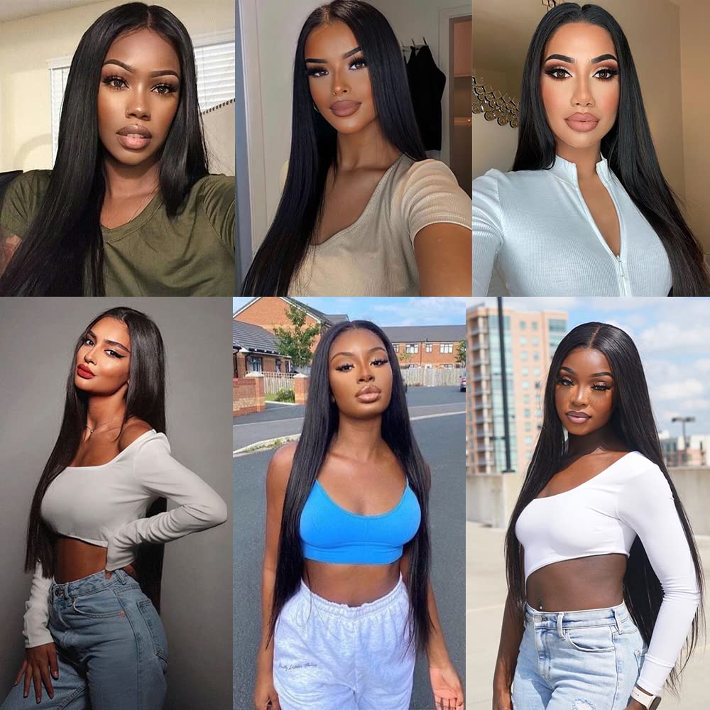Bone Straight Bundles Long 30Inch Black Women Brazilian Remy Extensions Natural Color Human Wefts Hair Products