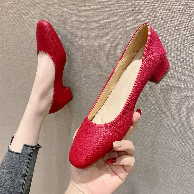 Square Toe Low Order For Women, Spring 2023 New Korean Version, Shallow Mouthed, Simple, Soft Leather, Comfortable, Niche Scoop Shoes
