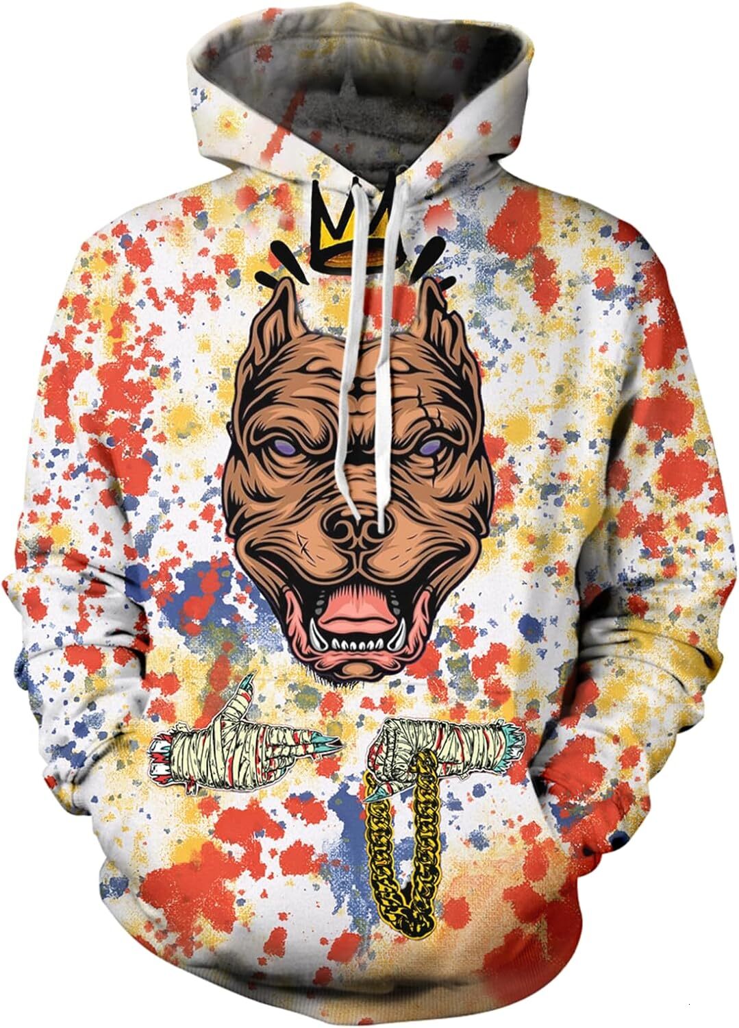 Hoodie for Mens Womens Mens 3d Printed Novelty Hoodie Hip Hop Graffiti Sweatshirt Casual Pockets Pullover Graphic color