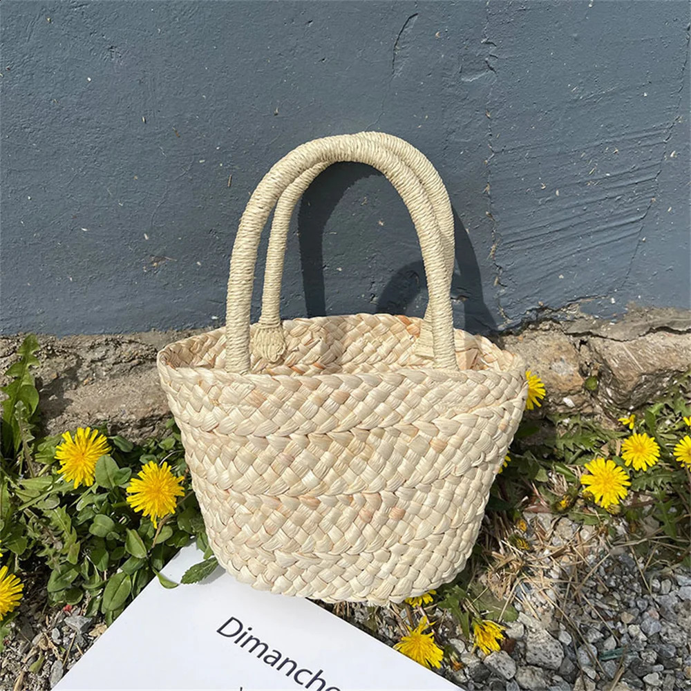 Straw Bag Portable Cute Korean Style Fully Matched Mini Basket Shopping Wallet Summer Cool Retro 241105