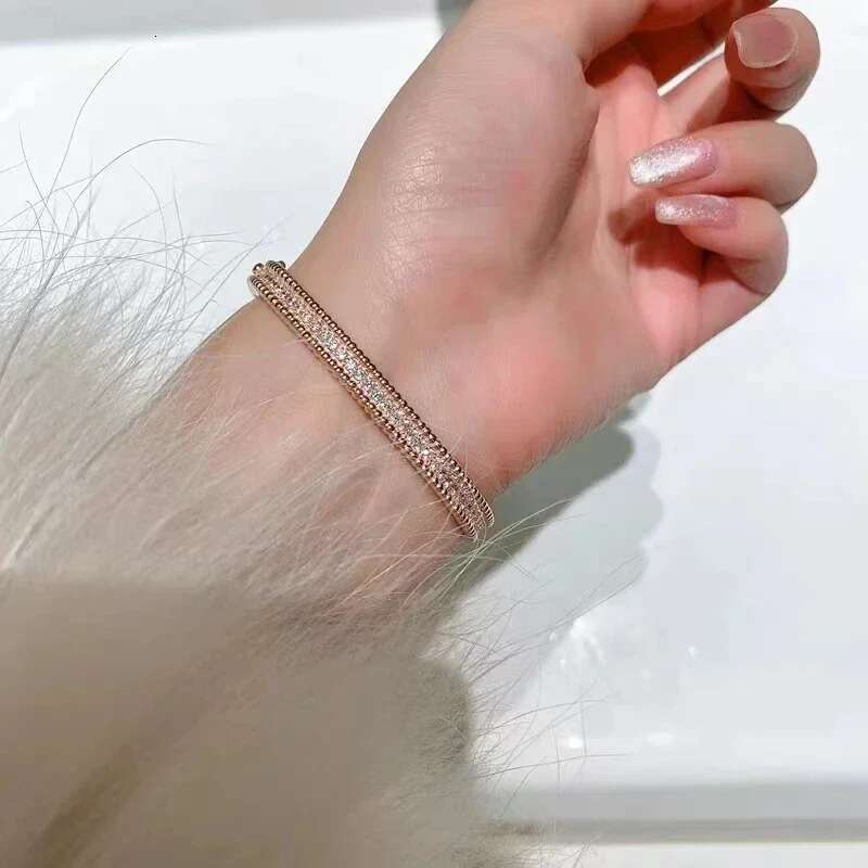 European and American Kaleidoscope Beaded Edge Full Dia Bracelet Sier Women's Fashion Brand Jewelry Gift