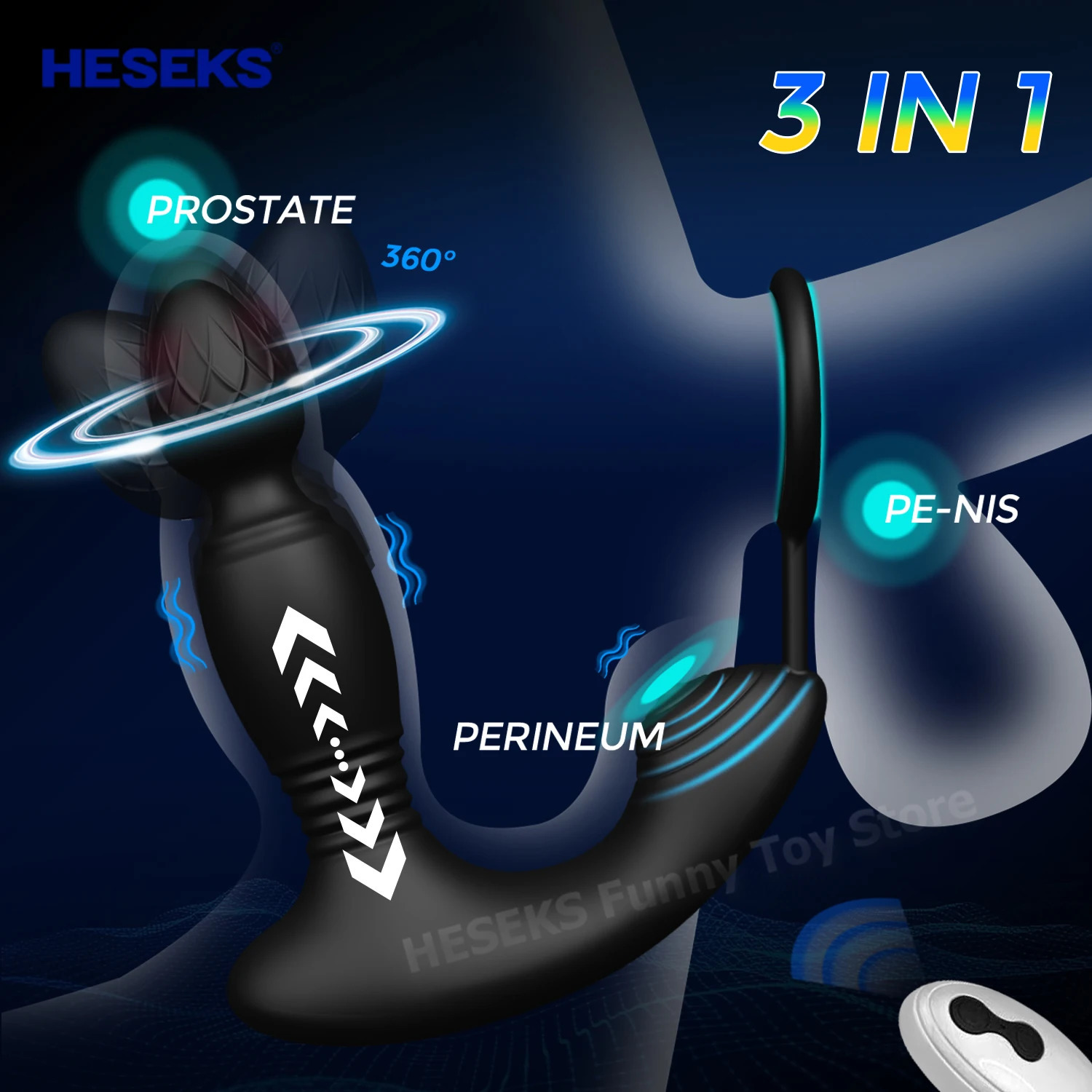 HESEKS Prostate Massager Anal Plug with Cock Ring 9 Thrusting Vibrating Vibrator Remote Control Sex Toys for Men 18 241105