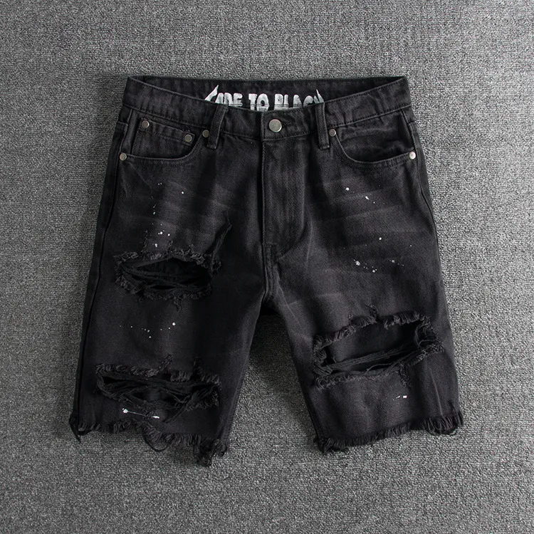 High Quality Cowboy Shorts Jeans Men's Denim Short Men Hole Pants Summer Male Hip Hop Beggar Zipper Gay Streetwear