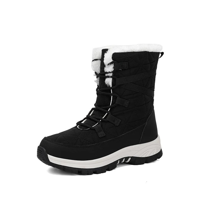 White 2021 Women Winter Snow Boots Waterproof Fur Ed Frosty Warm Anti-Slip Furry Ankle Shoes Outdoor Mujer