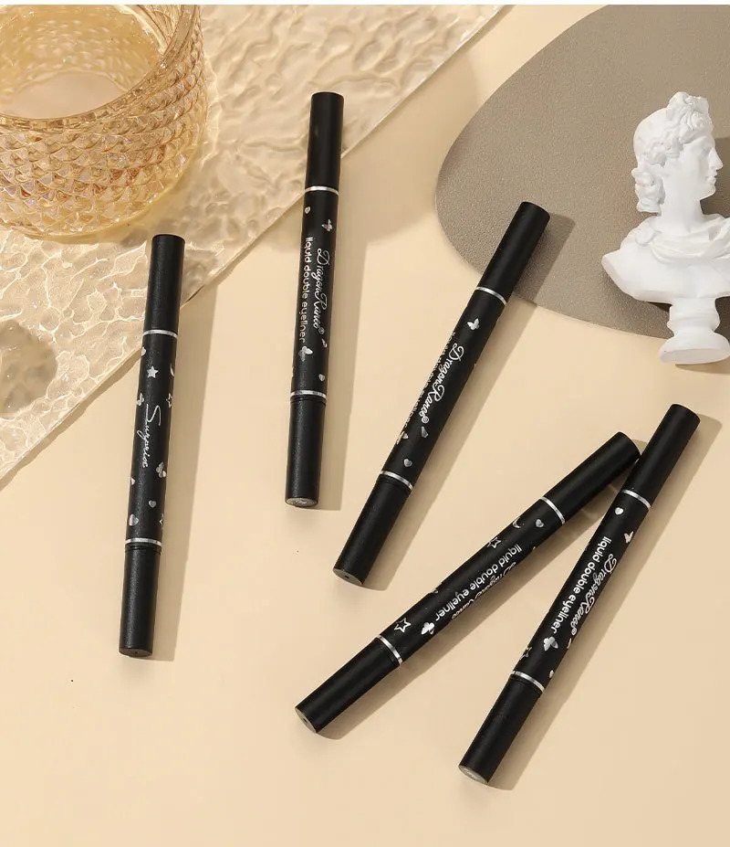 Dragon Ranee Double head Star Seal Eyeliner waterproof non-smudging novice heart plum embellished eye tail eyeliner 241104