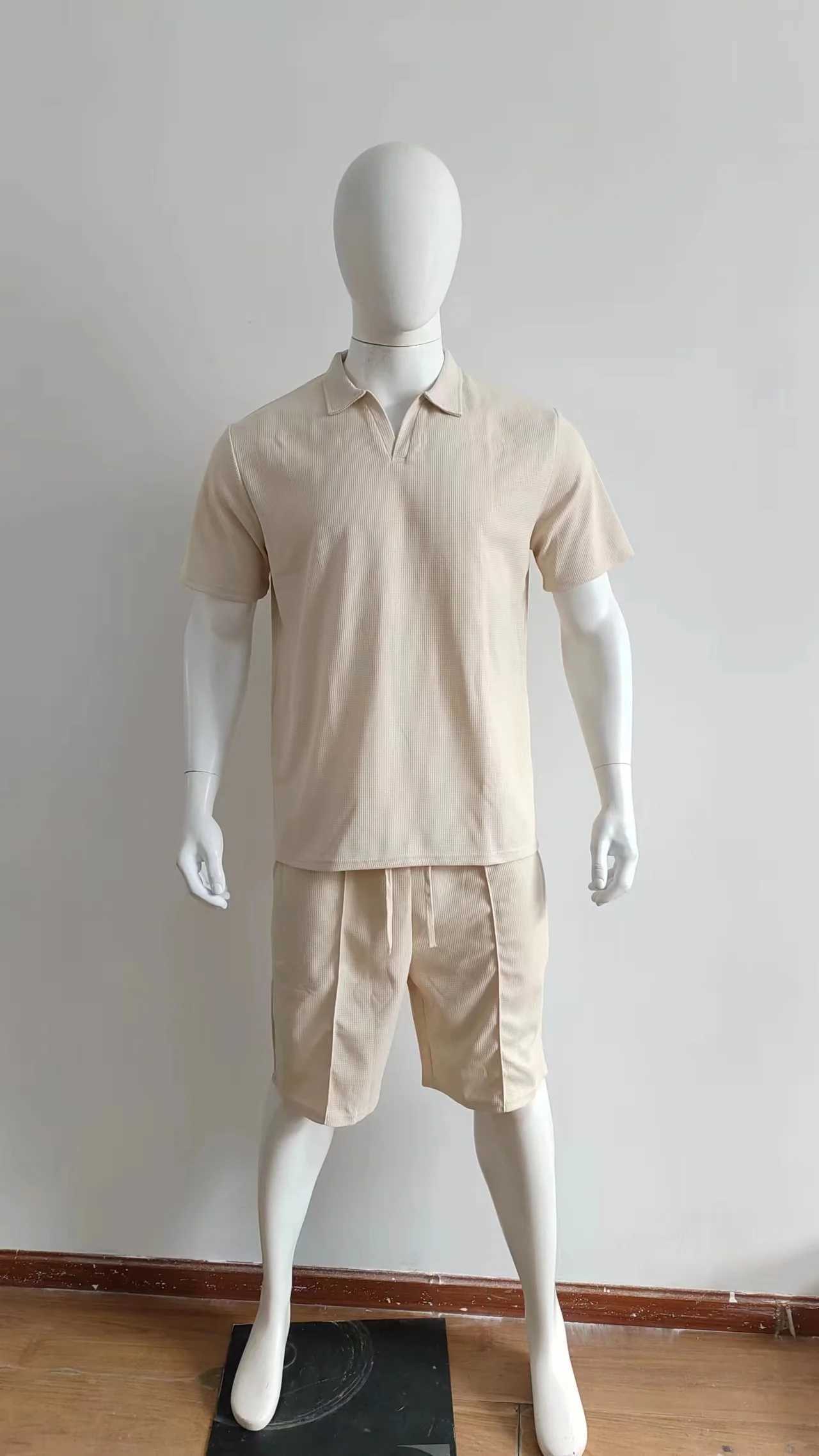 New summer 2024 Wfle V-neck short sleeved two-piece set with mens clothing W241104