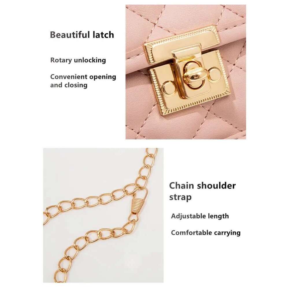 Designer Bag New Fashion Female Shoulder Bag Rhombus Embroidered Solid Color Chain Womens Shoulder Crossbody Casual Trendy Phone Bag